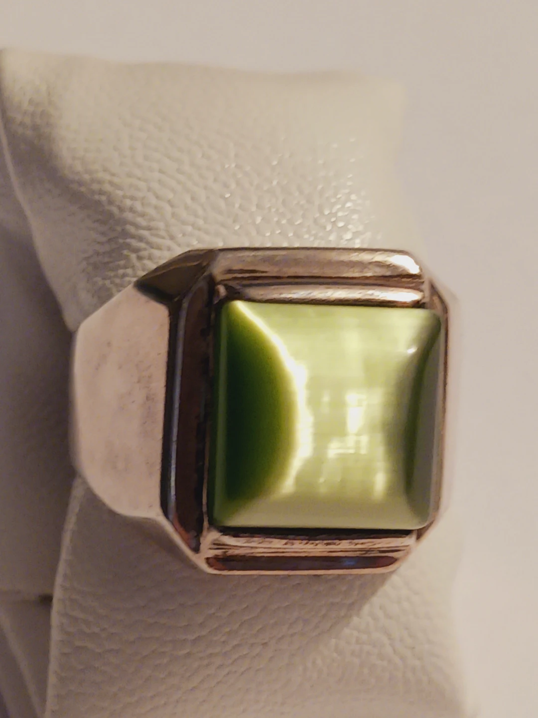 Sterling Silver 925 Massive Men's Green Stone Ring - photo 2