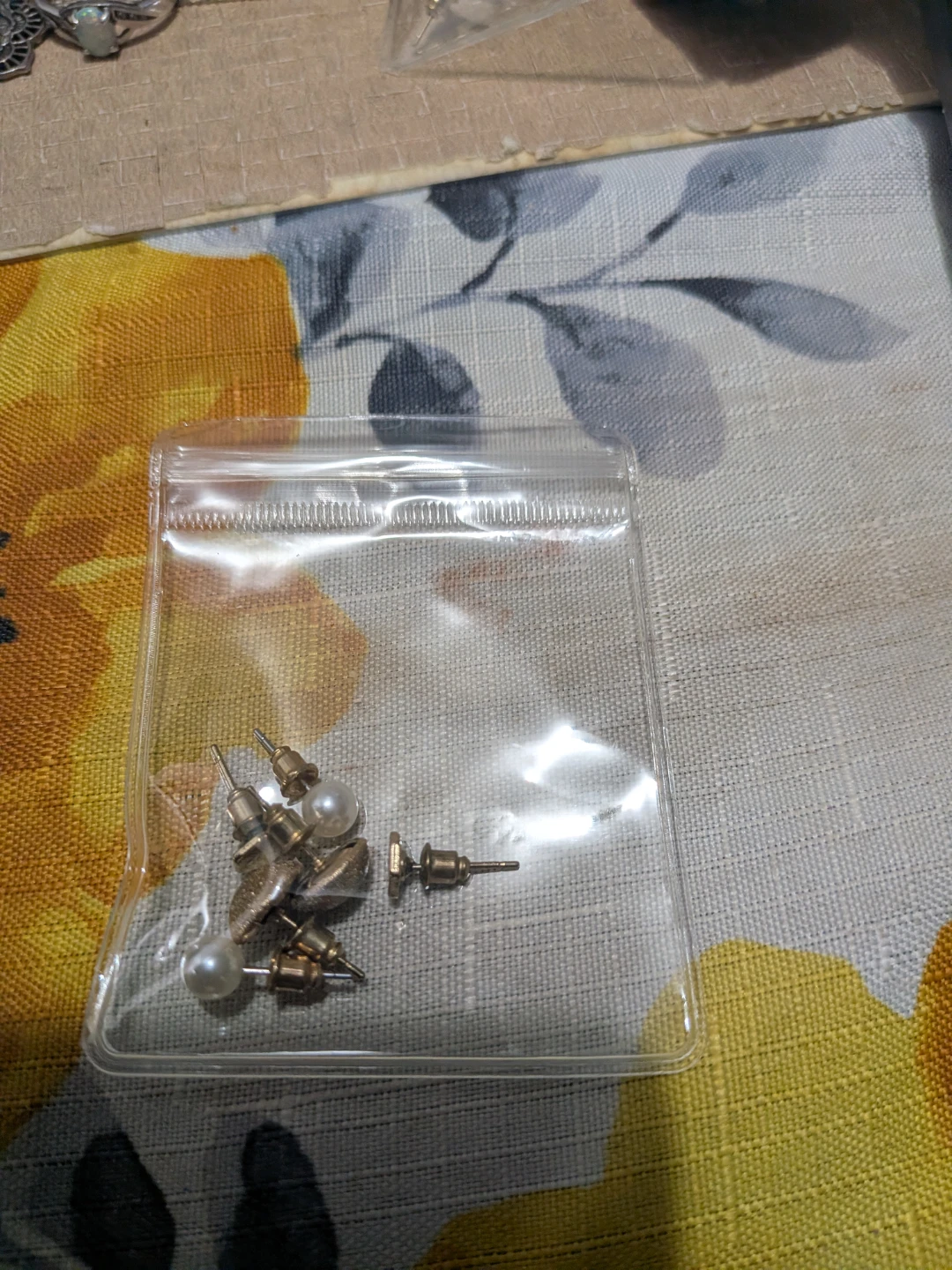 Set of Pearl and Gold-Tone Stud Earrings
