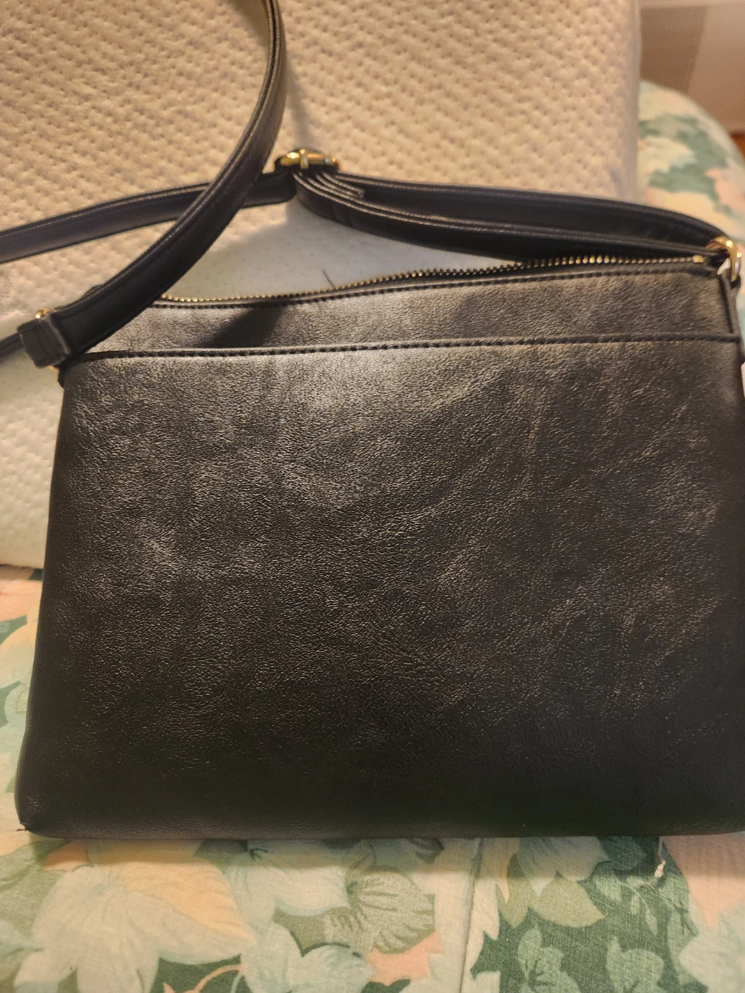 Black Faux Leather Crossbody Bag