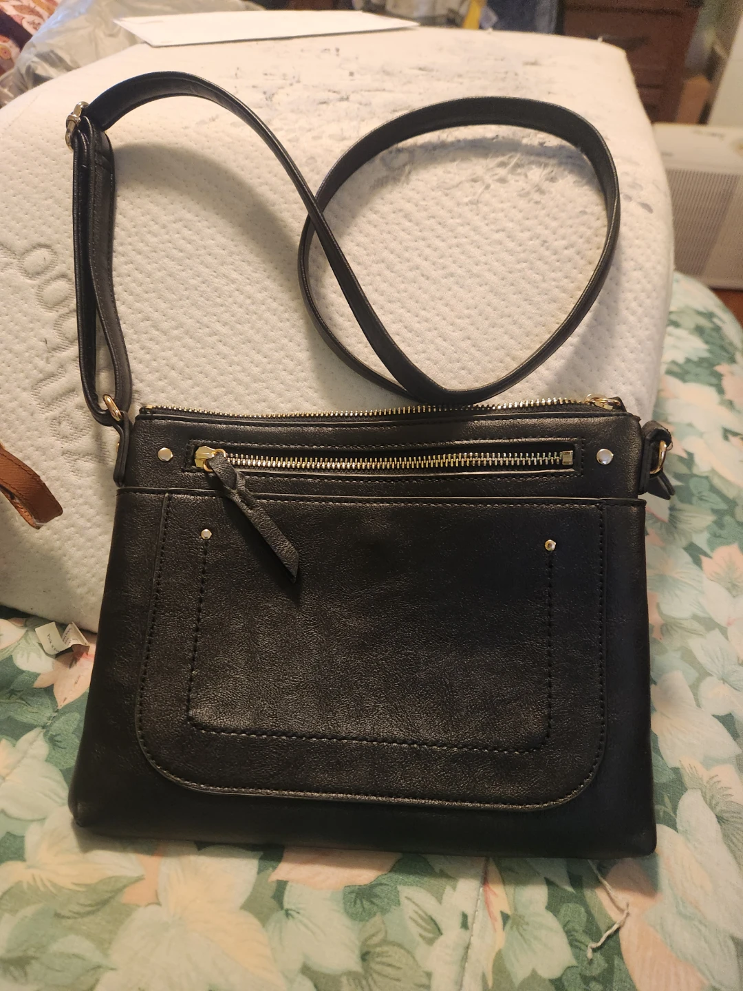 Black Faux Leather Crossbody Bag - photo 2