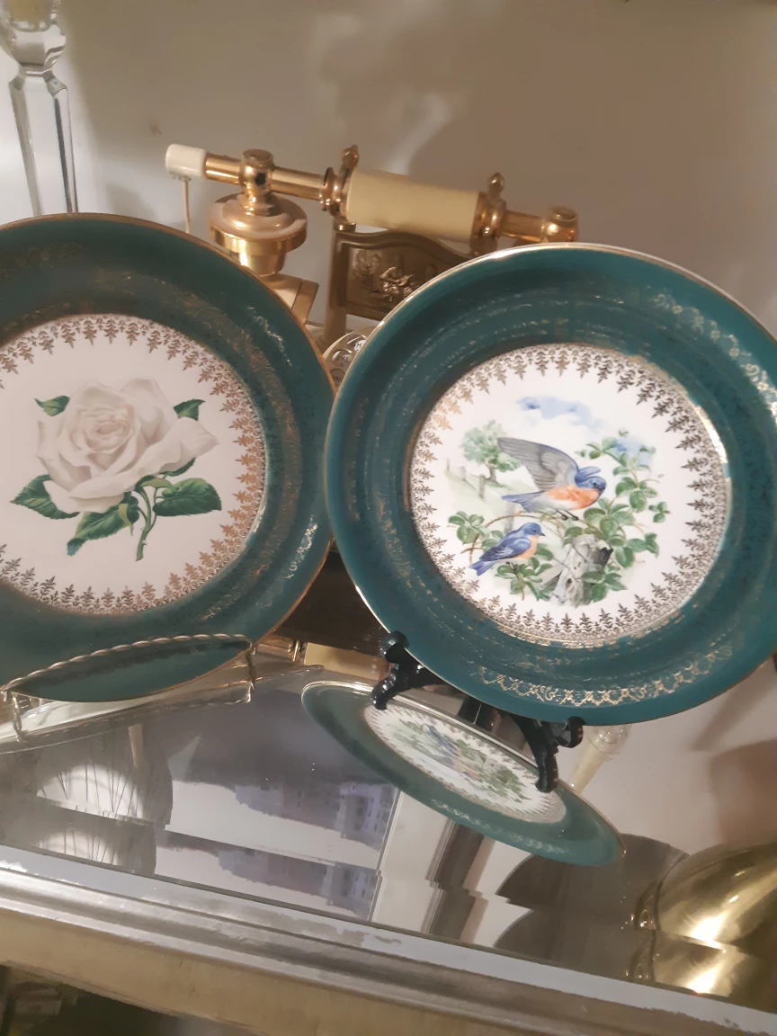 Decorative Plate Set - Rose & Bluebirds