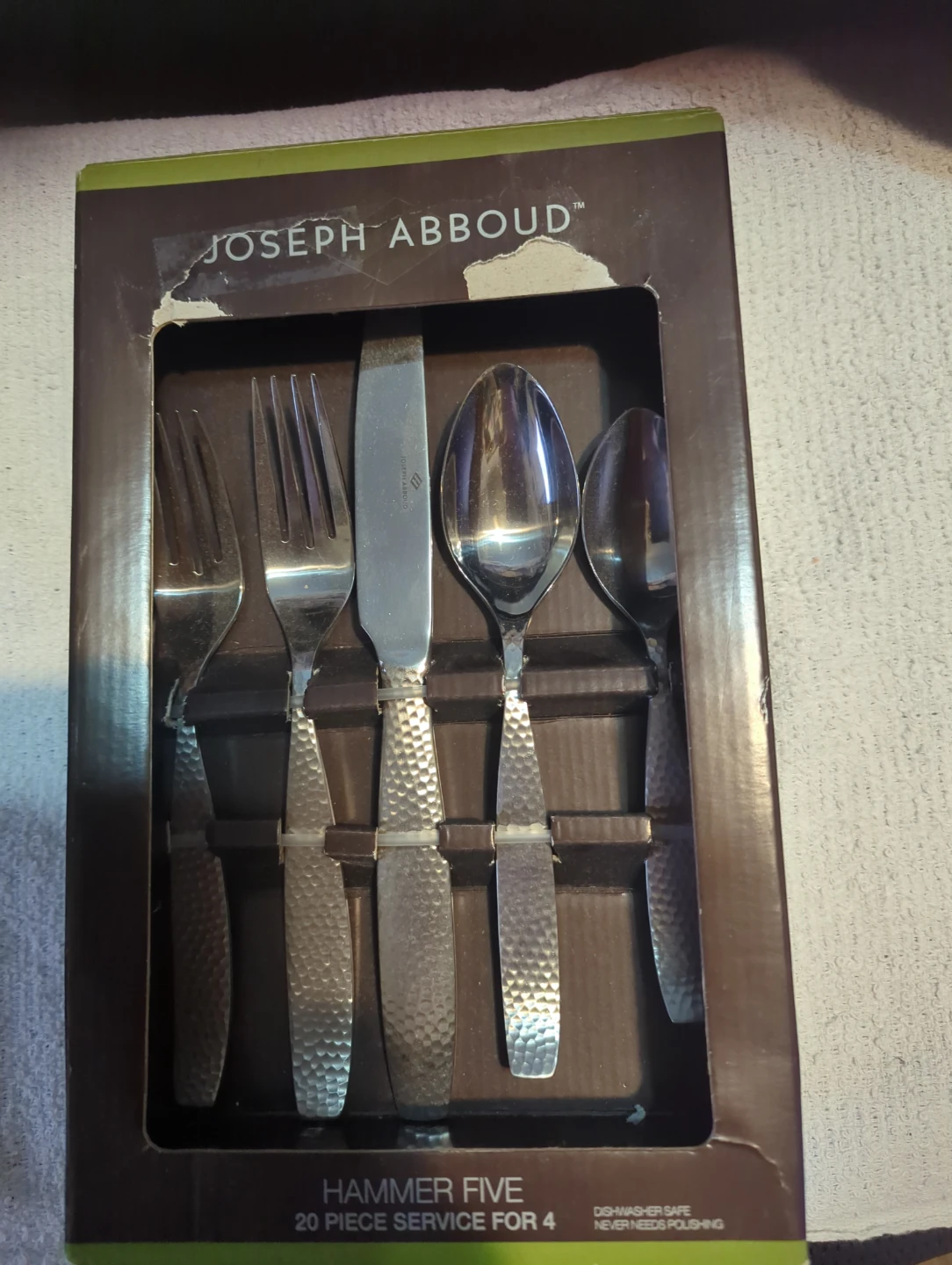 Joseph Abboud Hammer Five 20 Piece Flatware Set Service for 4