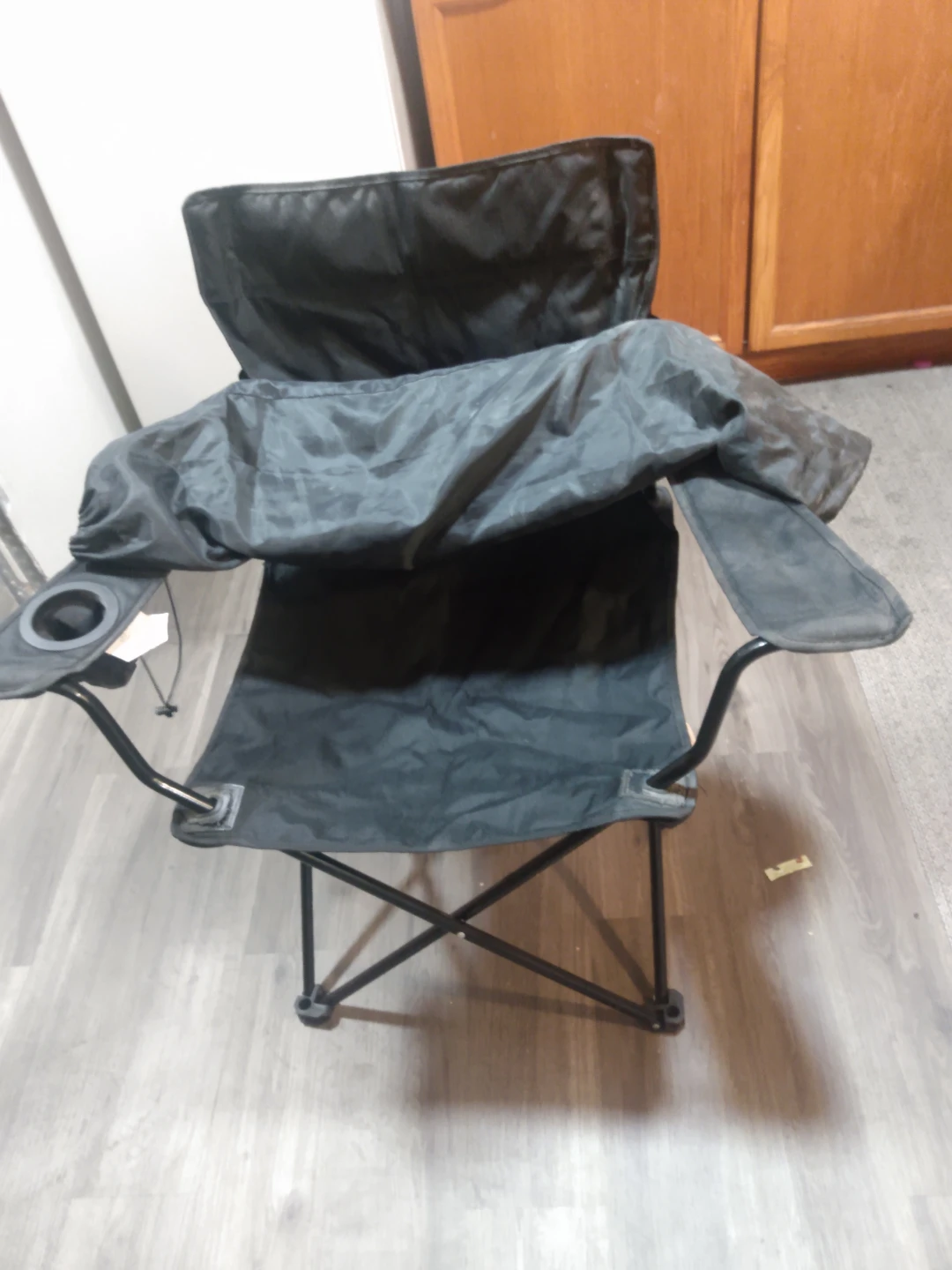Black Folding Camping Chair with Cup Holder