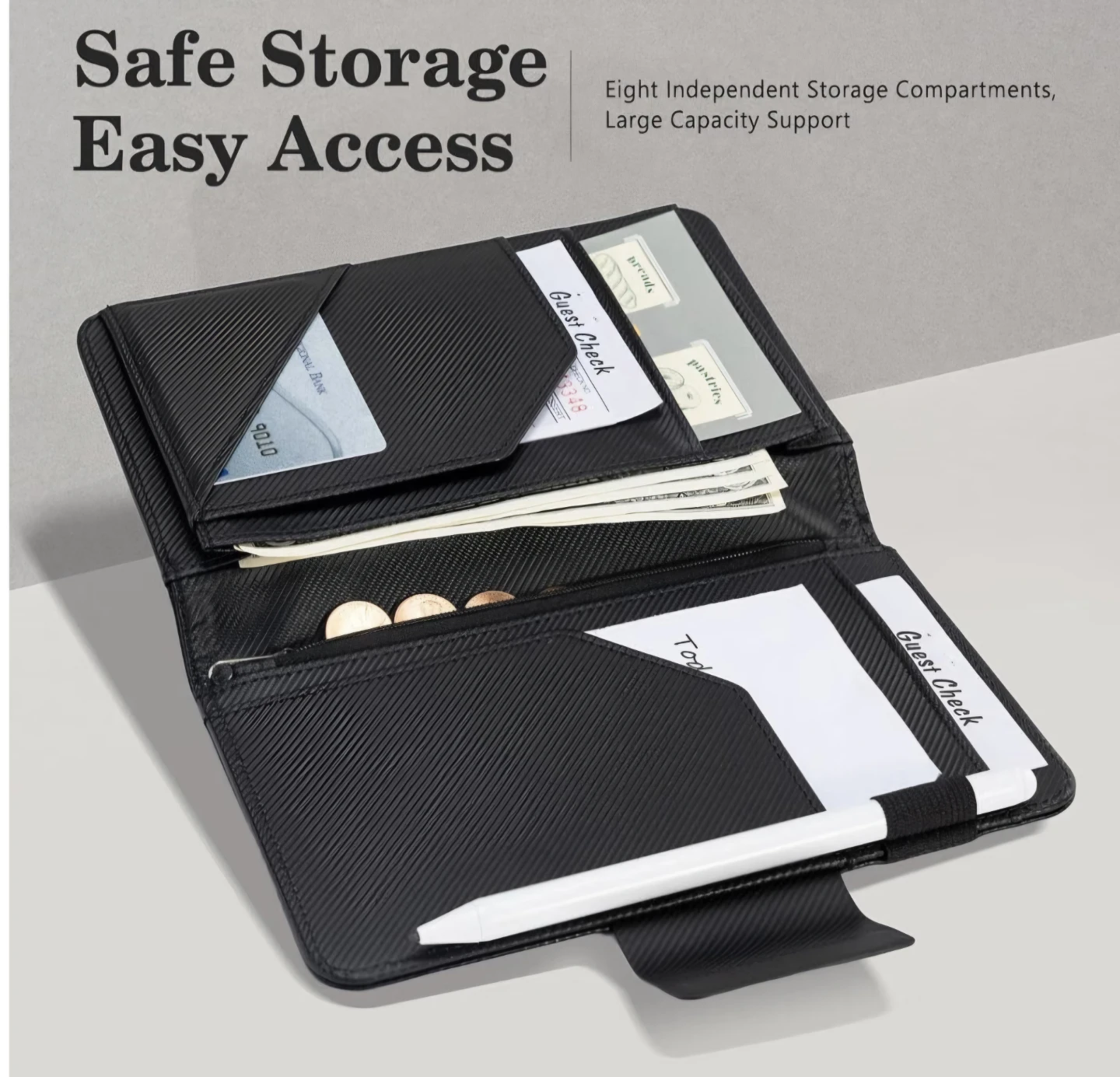 Server Waiter Wallet Organizer Magnetic Closure, Zipper Pouch - photo 2