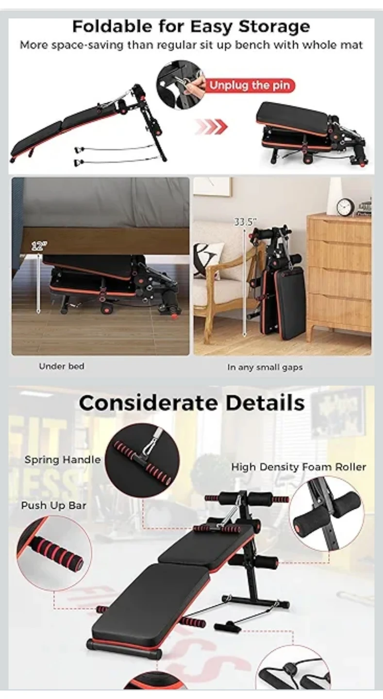 7-in-1 Adjustable Sit Up Bench with Elastic Ropes - photo 3