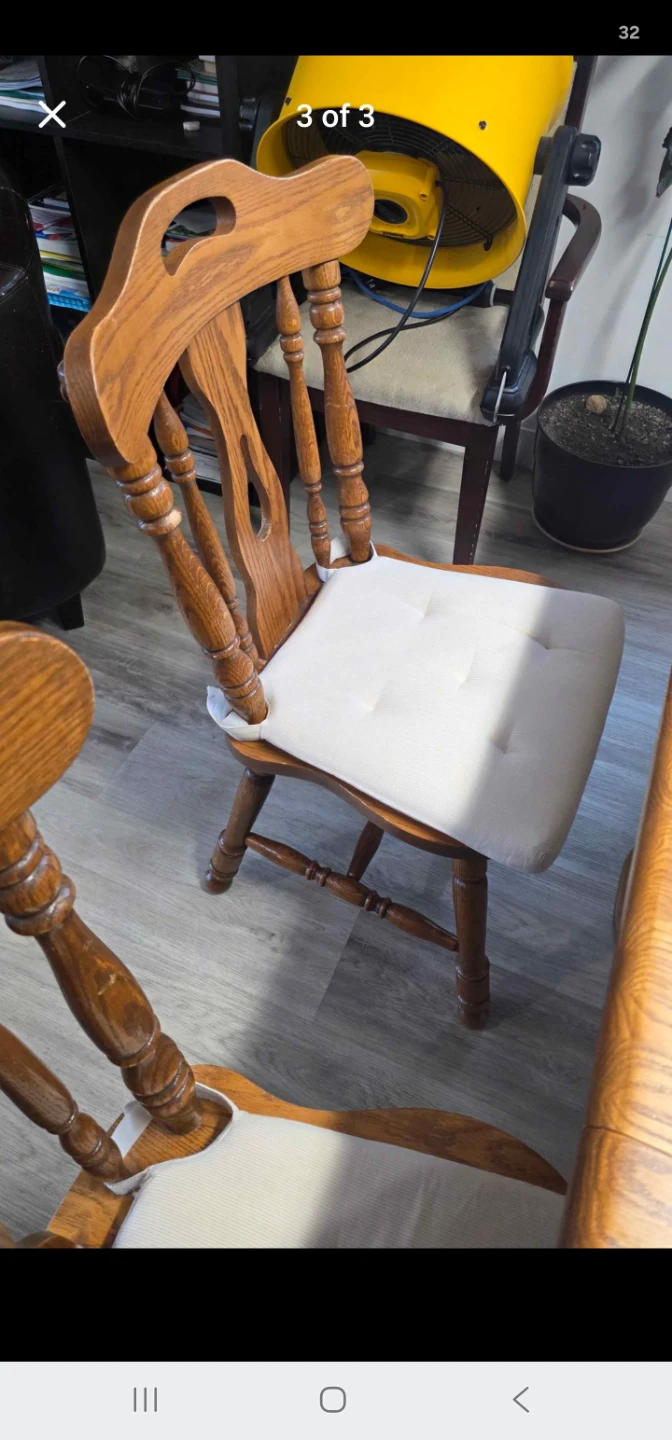 Solid Oak Wooden Dining table w/Chairs with Cushions (Set of 6)
