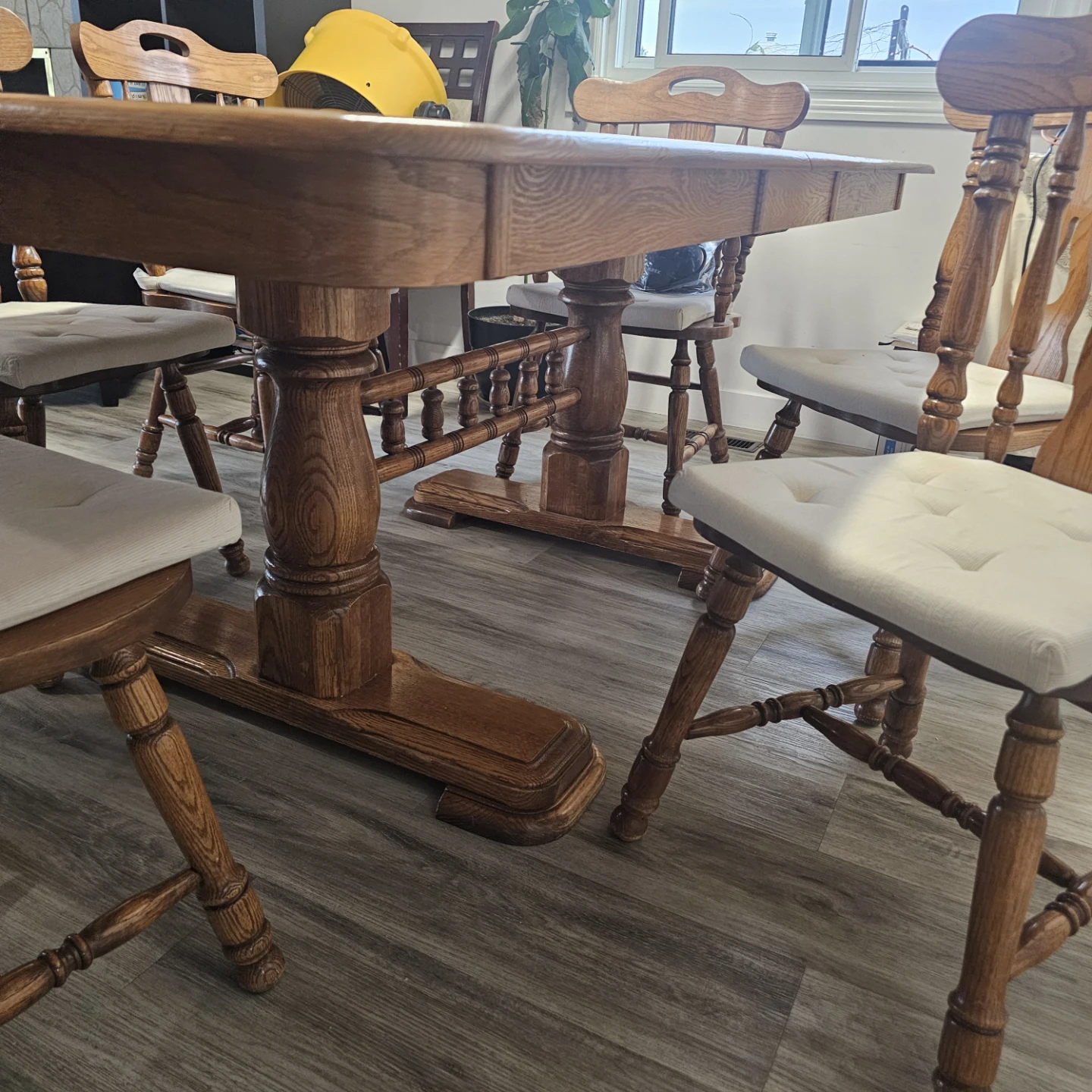 Solid Oak Wooden Dining table w/Chairs with Cushions (Set of 6) - photo 4