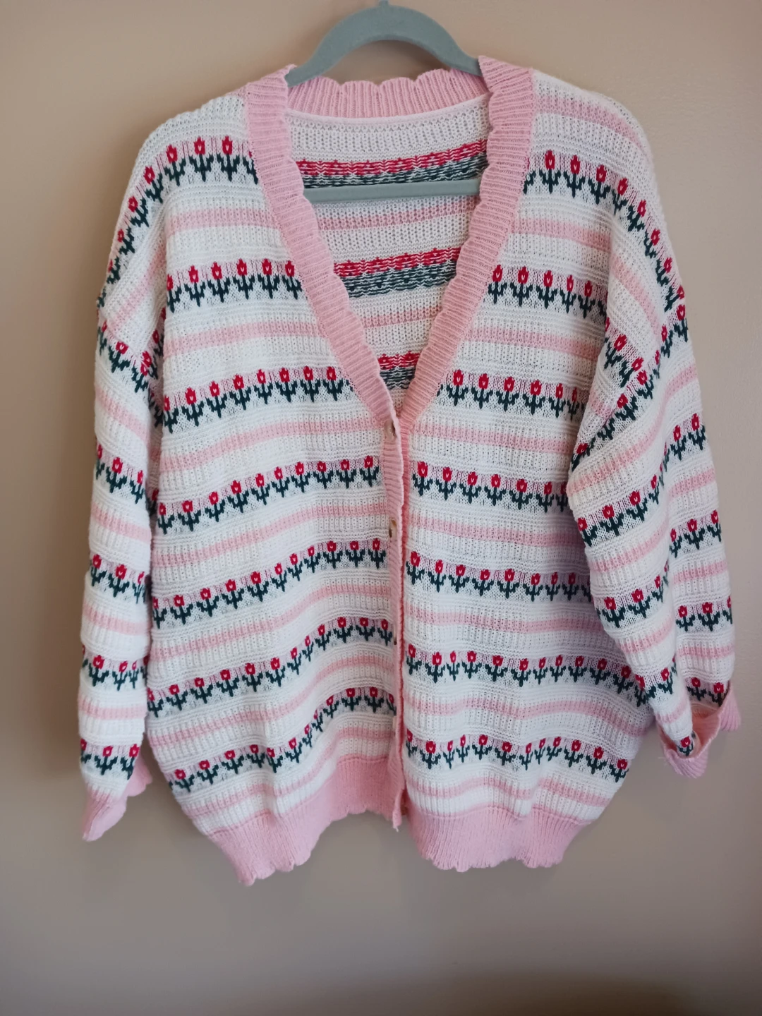NEVER WORN Women's Floral Striped Cardigan