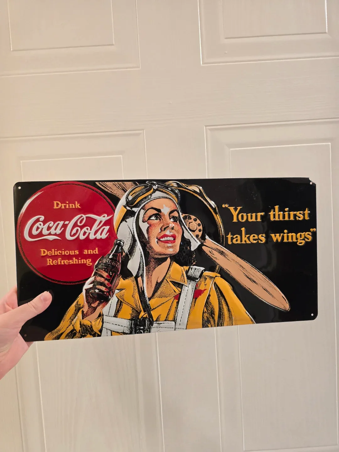 Coca-Cola Aviator Woman Tin Sign