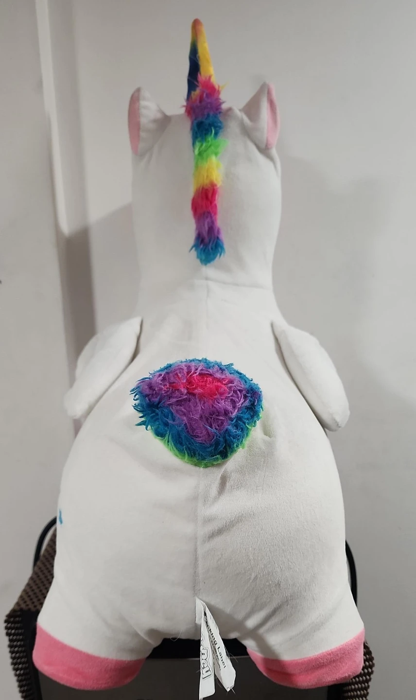 White Unicorn Plush Toy with Rainbow Mane and Tail - photo 3