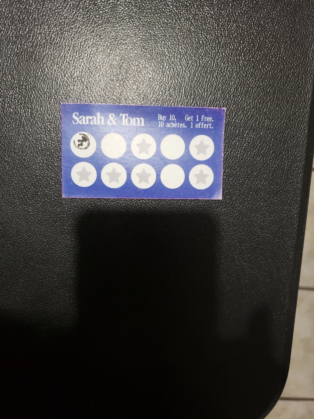 Sarah & Tom Buy 10 Get 1 Free Loyalty Card