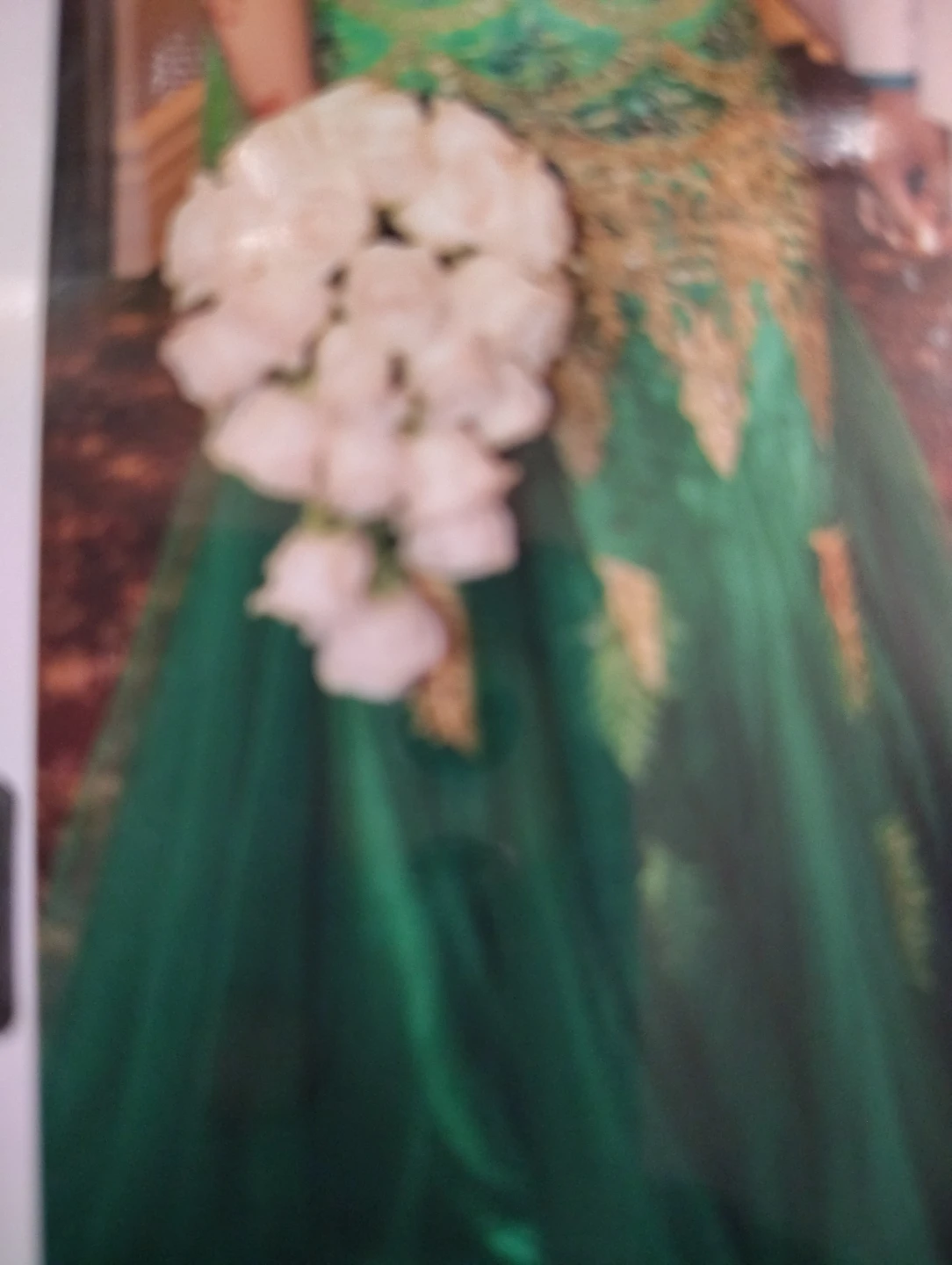 Green Formal Gown with Gold Embellishments