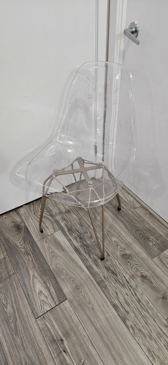Clear Accent Chair with Rose Gold Legs