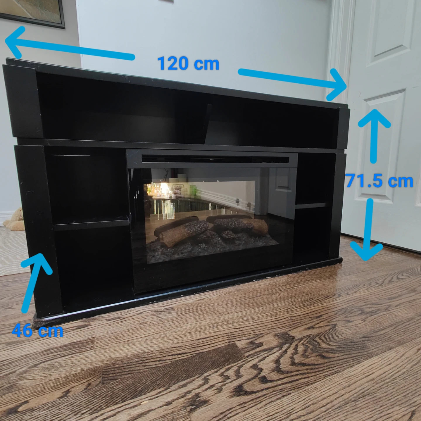Black electric fireplace tv shelf table - photo 2