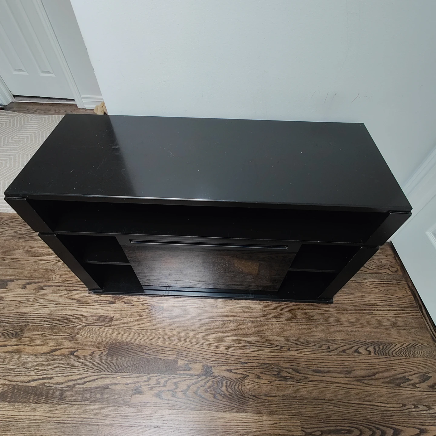 Black electric fireplace tv shelf table - photo 3