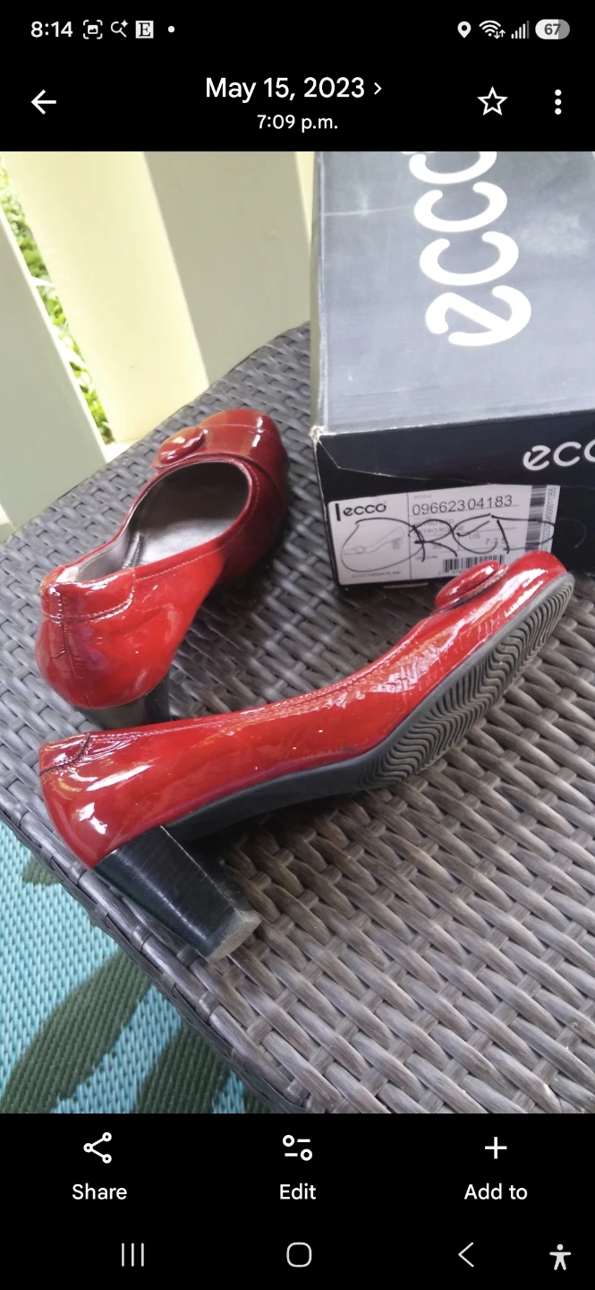 ECCO Red Patent Leather Heels with Box