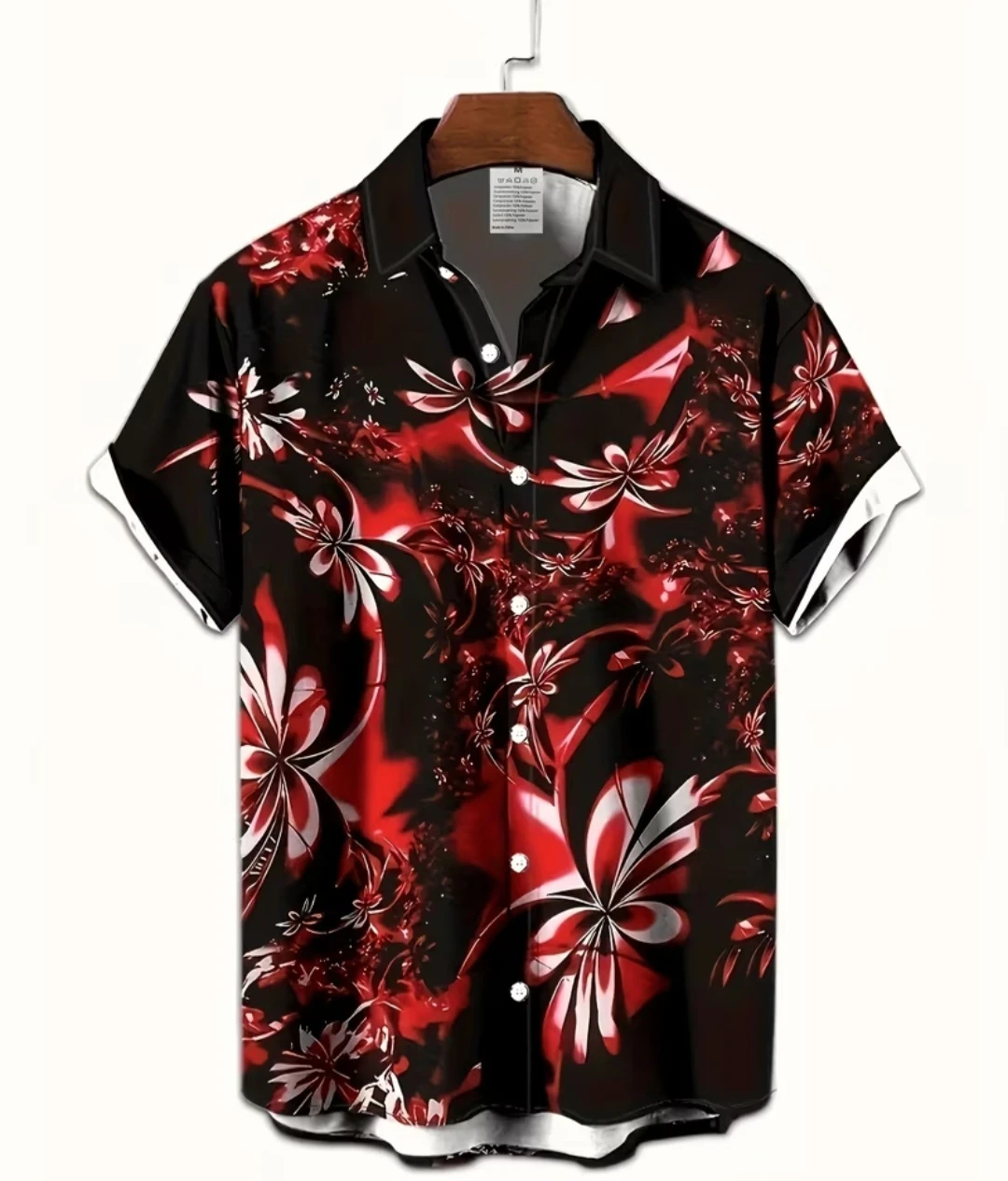 Men's Short Sleeve Floral Print Button-Up Shirt - photo 2
