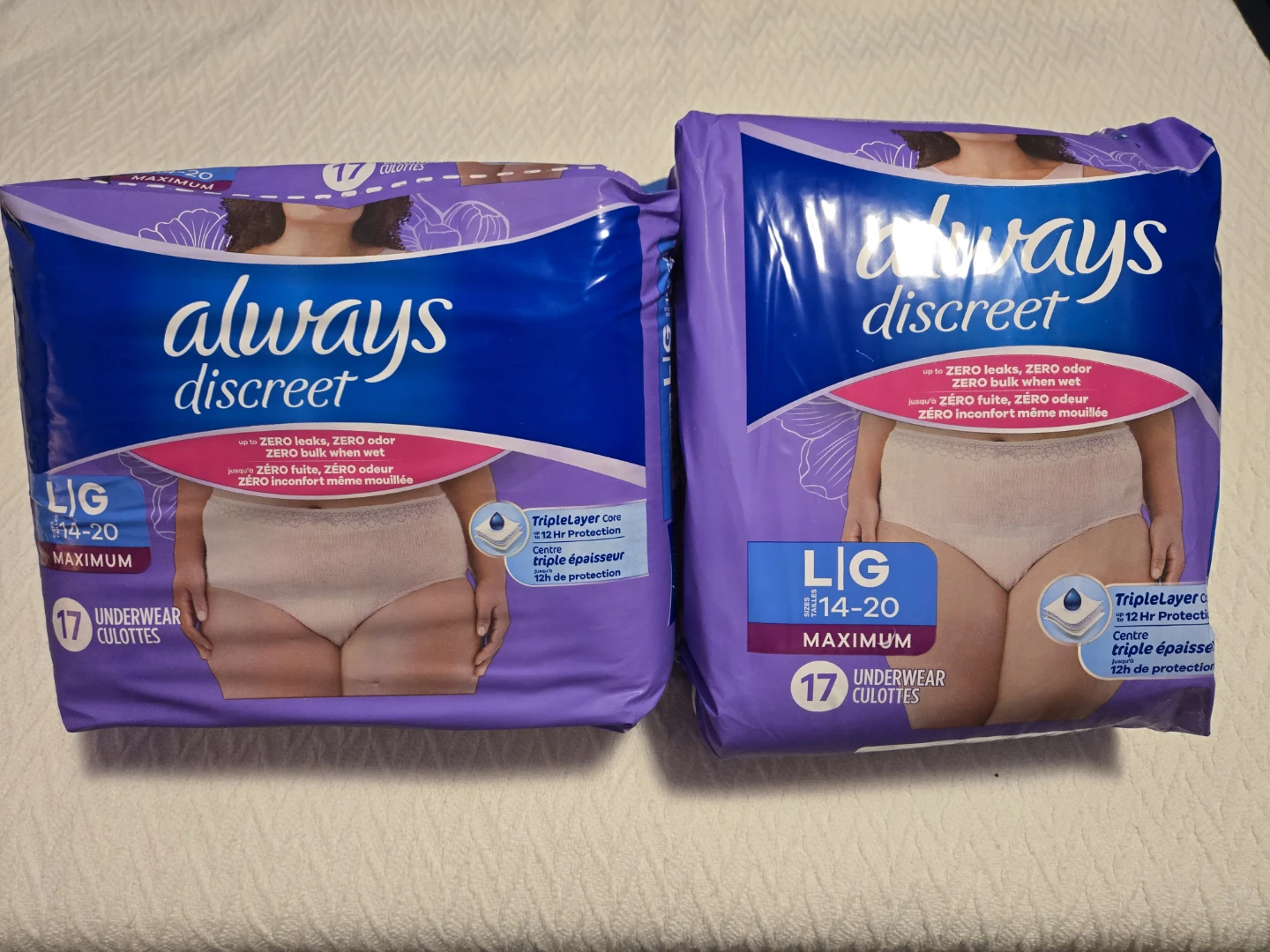 ALWAYS DISCREET  underwear Size Large