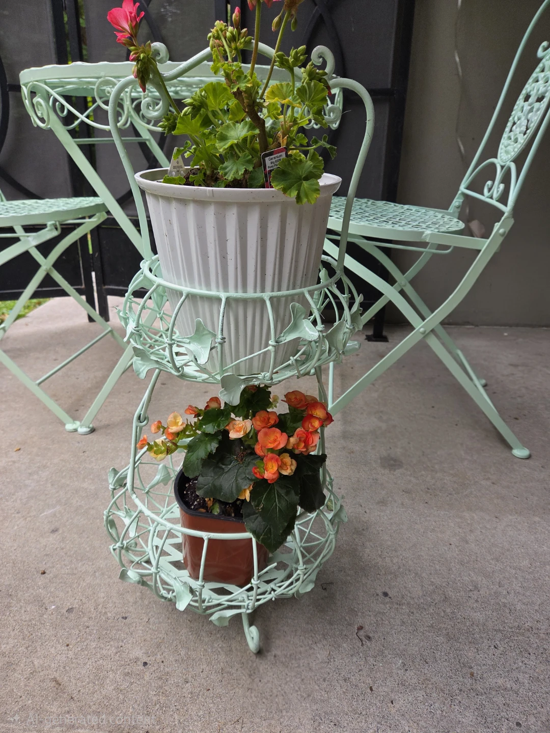 Elegant Mint Green 4pc Folding Iron Bistro Set - photo 2