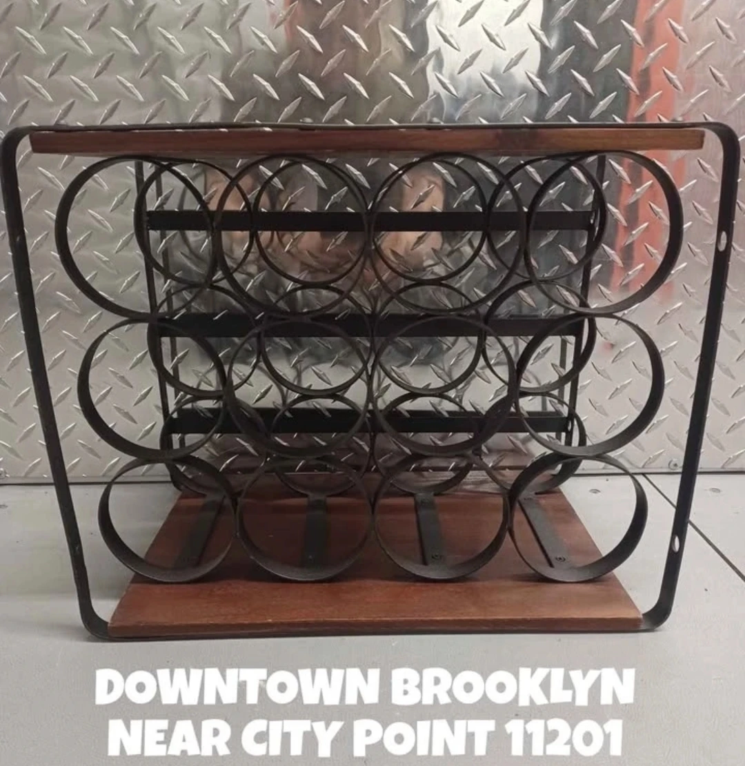 ✨ Industrial Wood & Iron 14-Bottle Countertop Wine Rack