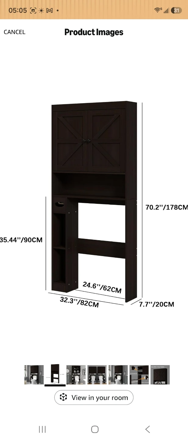 Brown Bathroom Storage Shelf Unit Over Toilet - photo 2
