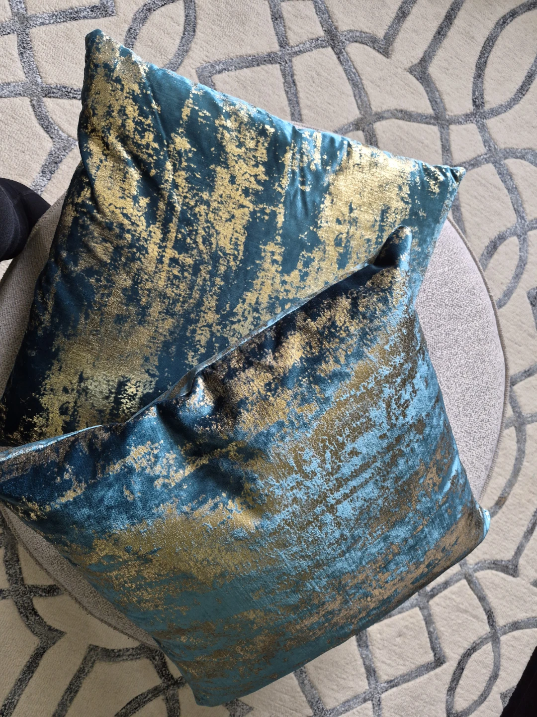 Teal and Gold Accent Throw Pillows (Set of 2) - photo 3