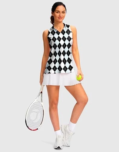 Sleeveless Argyle Golf Polo Shirt Size S - photo 3