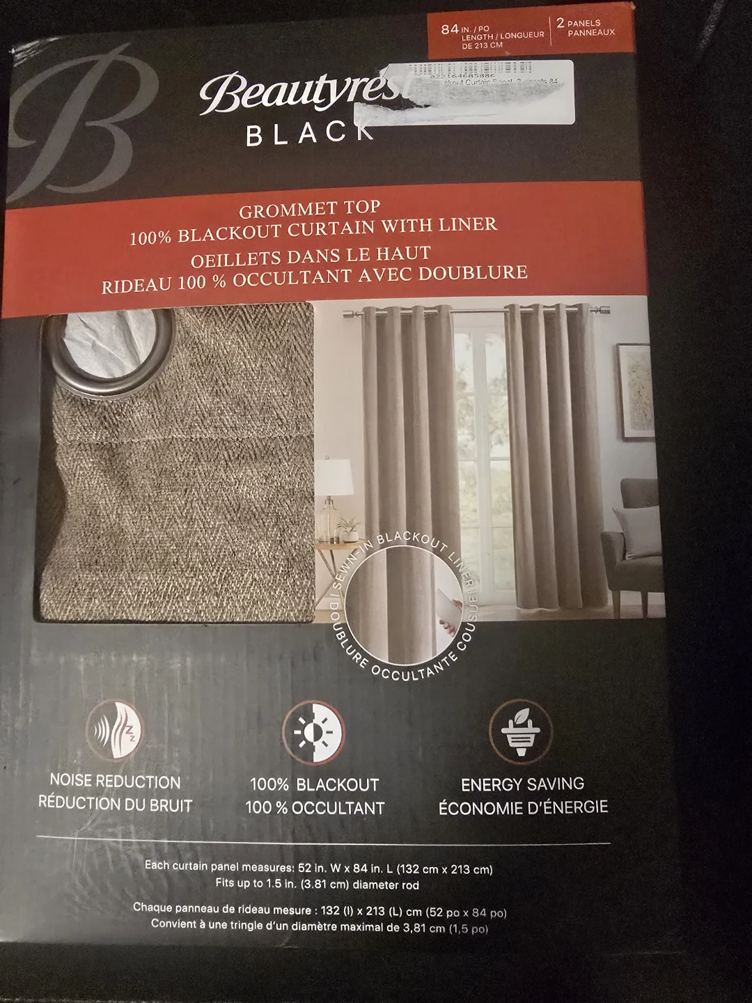 Beautyrest BLACK-OUT Grommet Top 100% Blackout Curtains