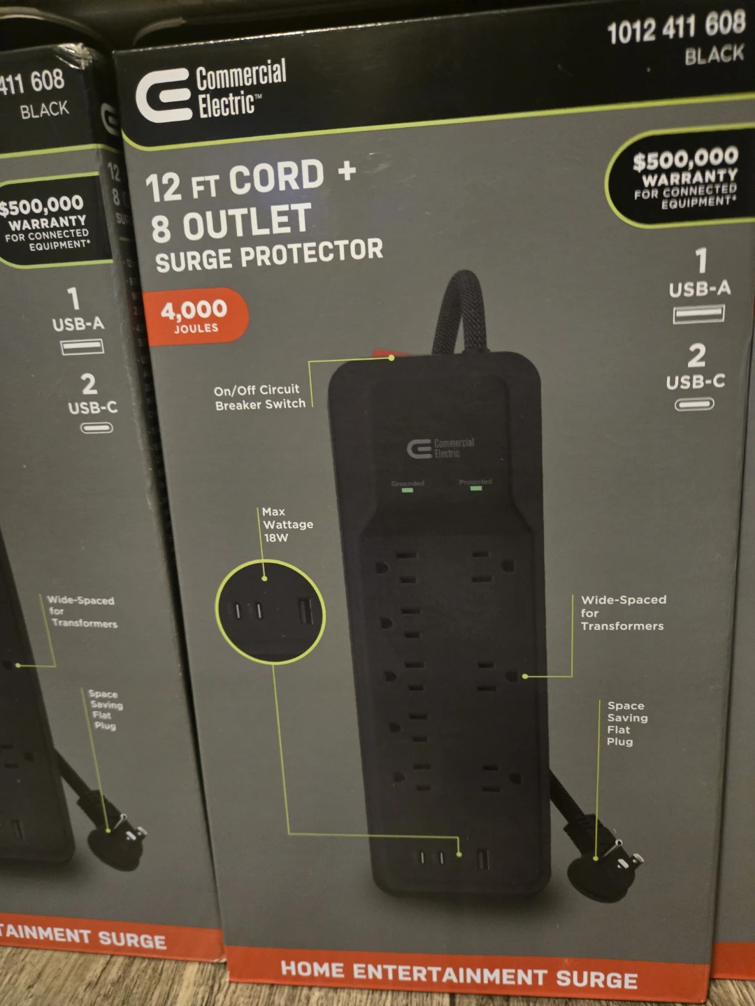 Commercial Electric 12 FT 8 Outlet Surge Protector