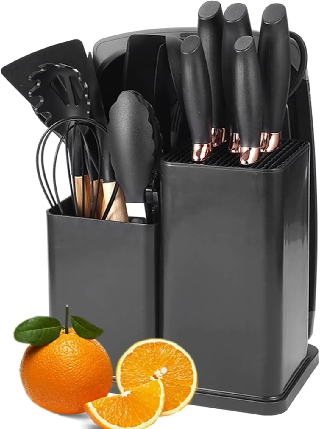 15-Piece Kitchen Knife and Utensil Set with Block