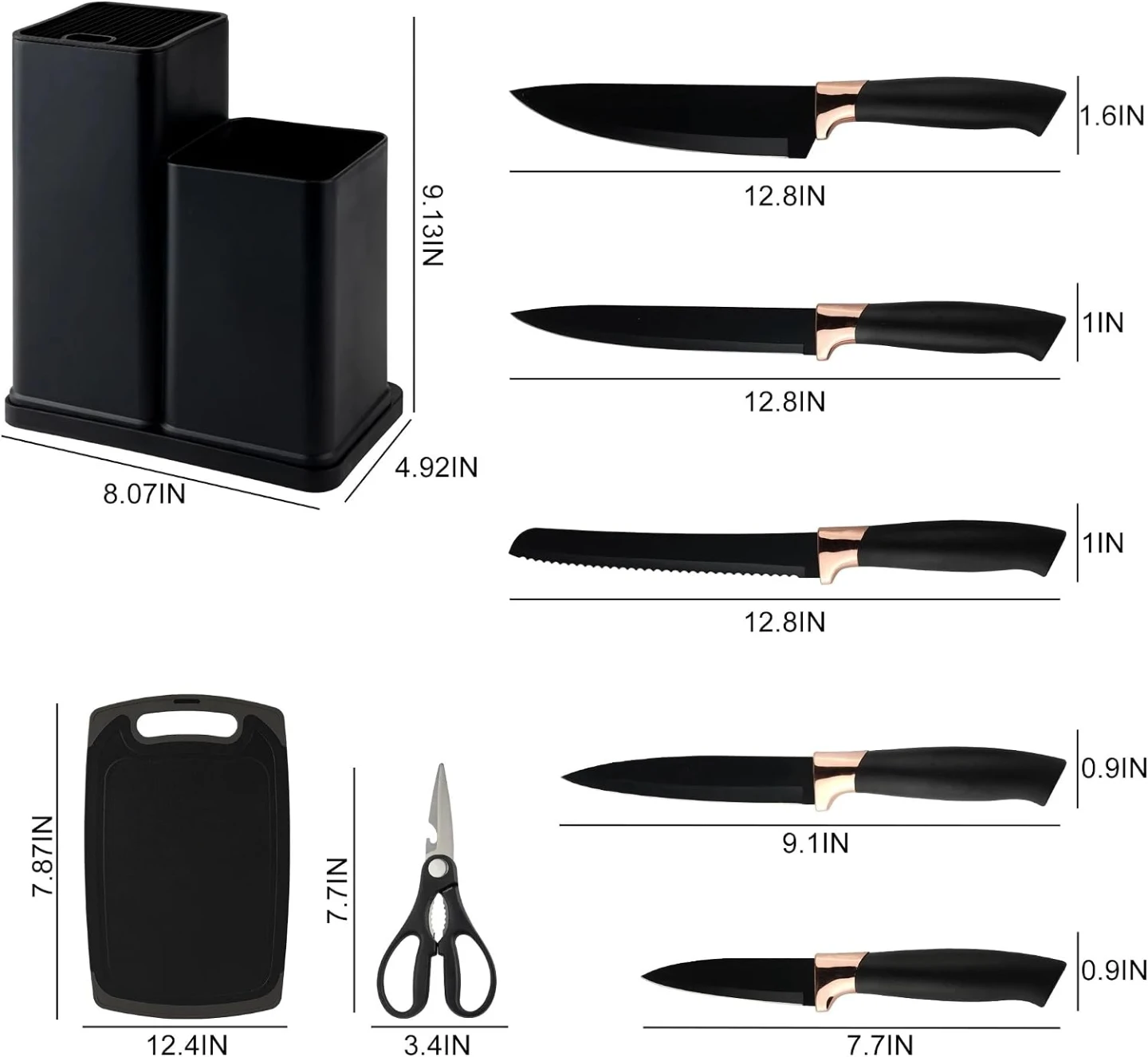 15-Piece Kitchen Knife and Utensil Set with Block - photo 2