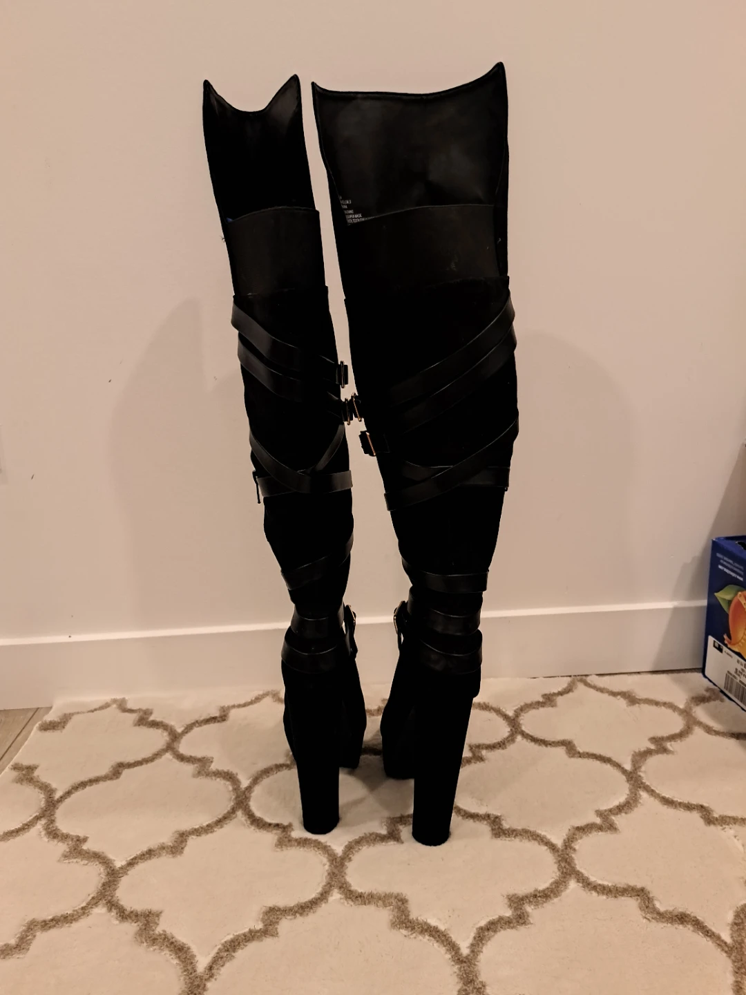 Black Over-the-Knee Platform Boots with Buckle Straps - photo 4
