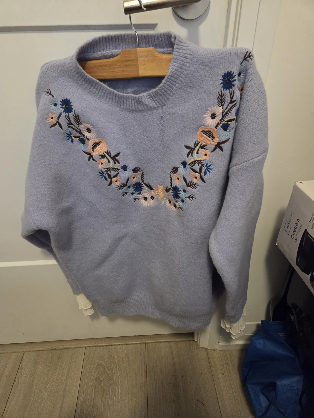 Light Blue Embroidered Floral Sweater - photo 2