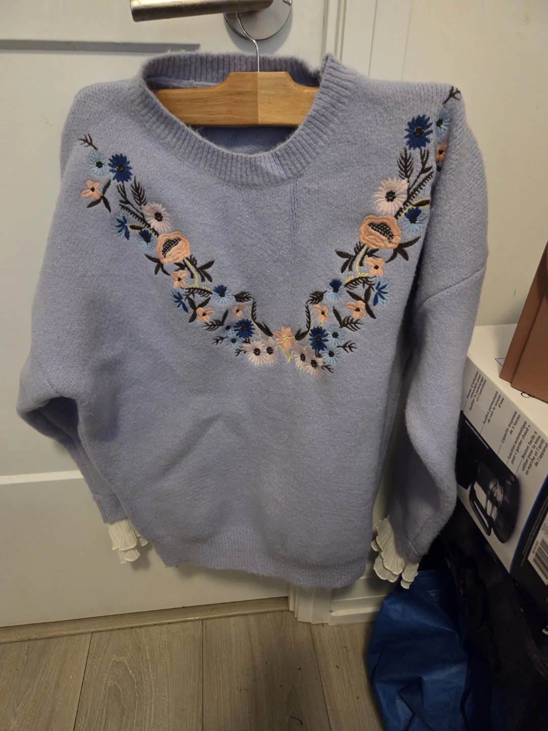 Light Blue Embroidered Floral Sweater - photo 3