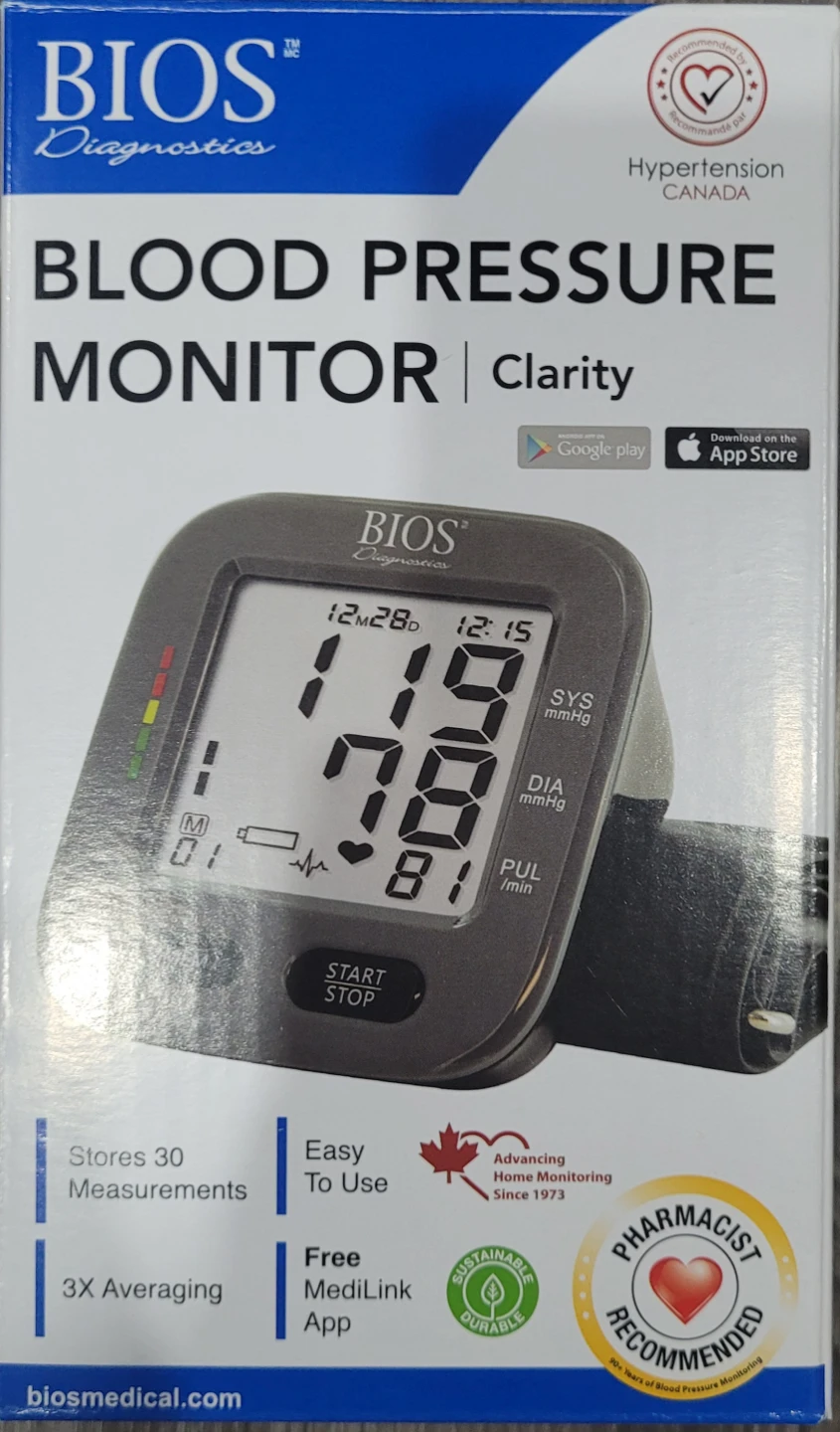 BIOS Diagnostics Clarity Blood Pressure Monitor