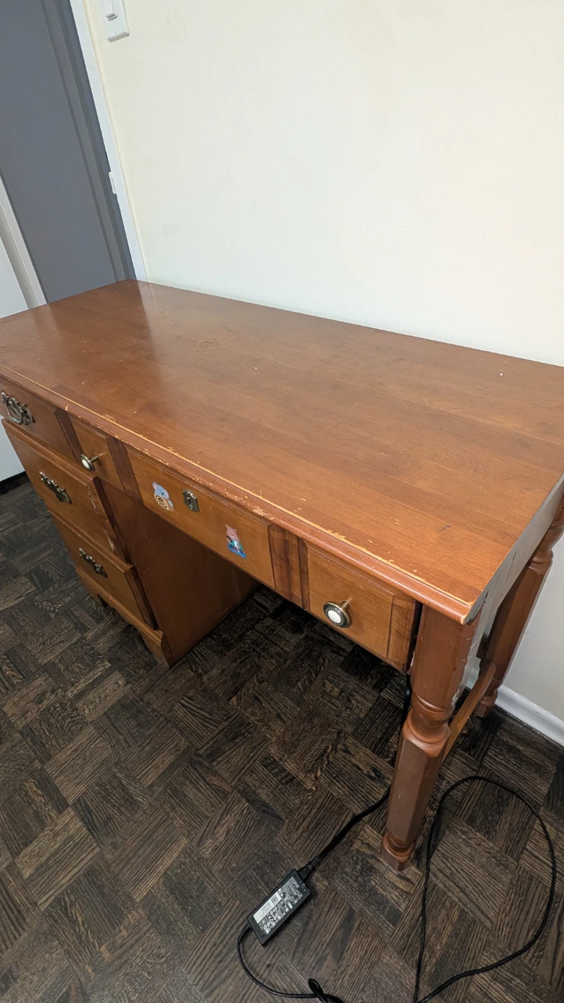 Vintage Wooden Desk with Drawers