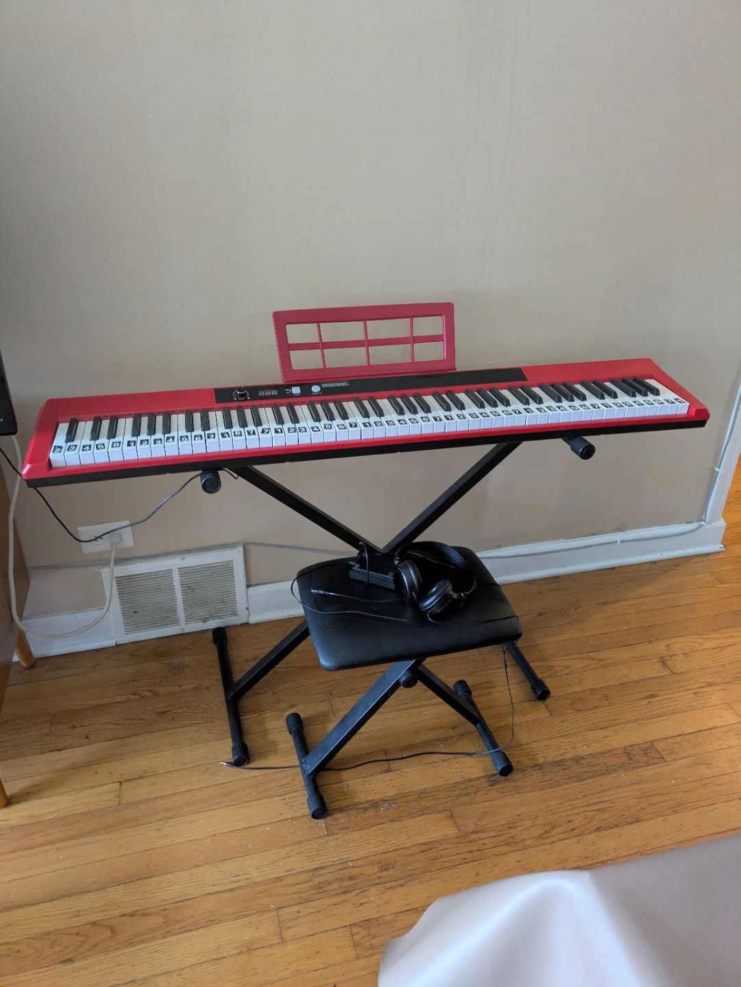 Red Digital Keyboard with Stand and Headphones - photo 2