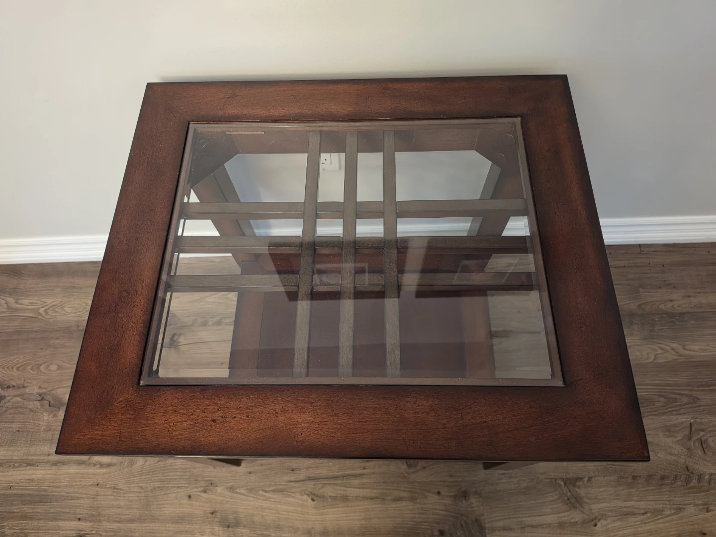 Wooden End Table with Glass Top - photo 5
