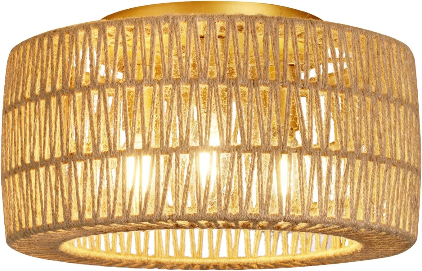 Boho Woven Basket Chandelier Ceiling Light Fixture - Brown - photo 2