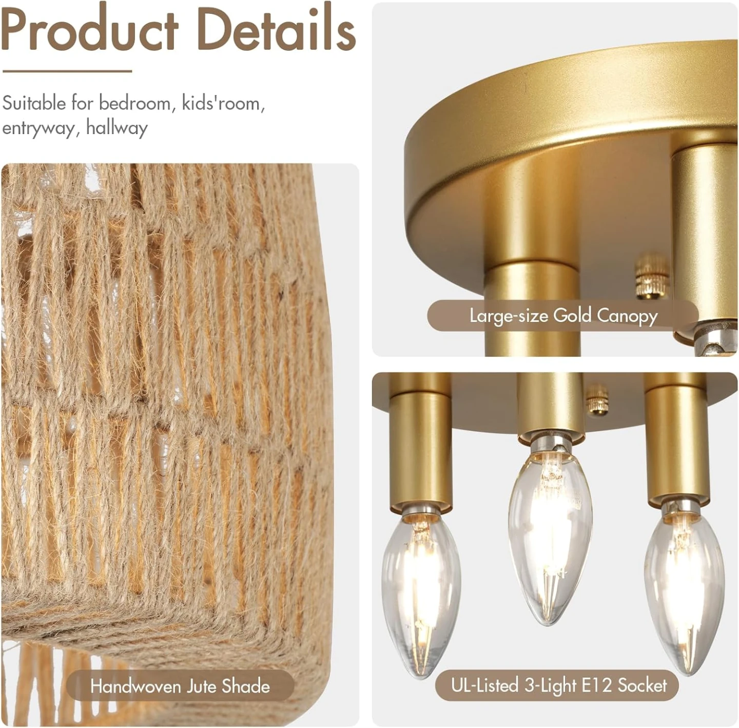 Boho Woven Basket Chandelier Ceiling Light Fixture - Brown - photo 4