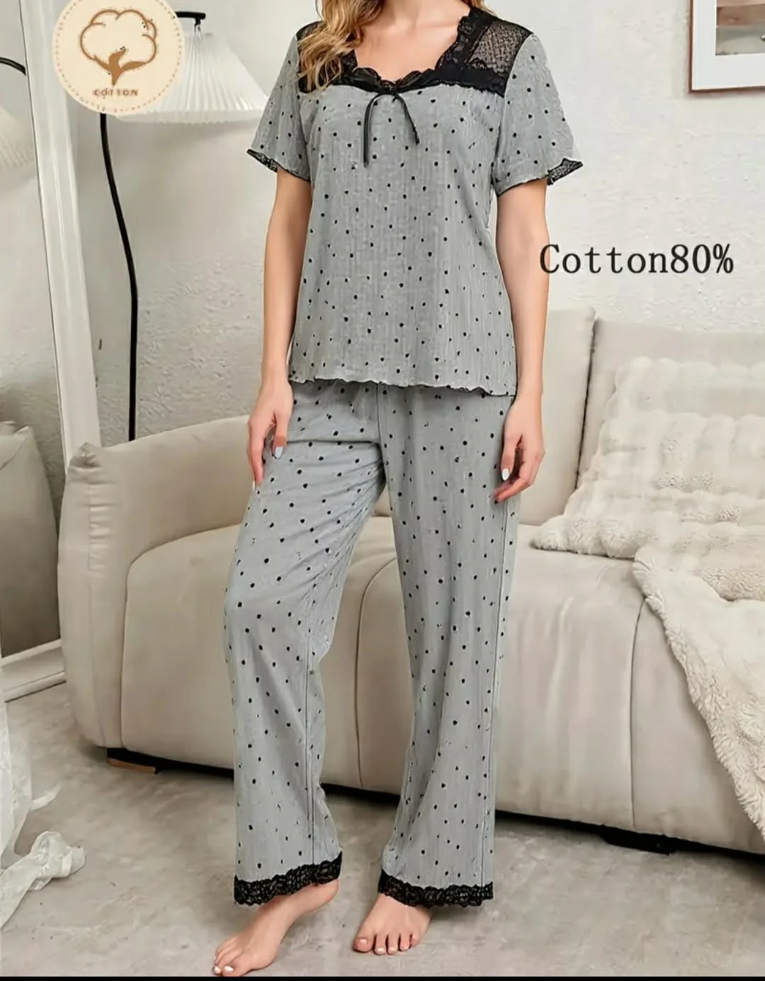 Women's 100% Cotton Pajama Set - photo 3
