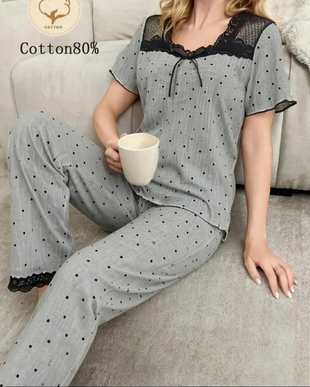 Women's 100% Cotton Pajama Set - photo 4