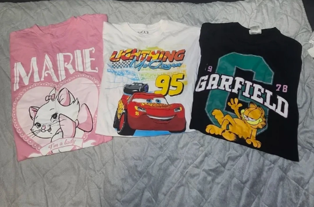 Graphic T-Shirt Bundle - Lightning McQueen, Garfield, Marie