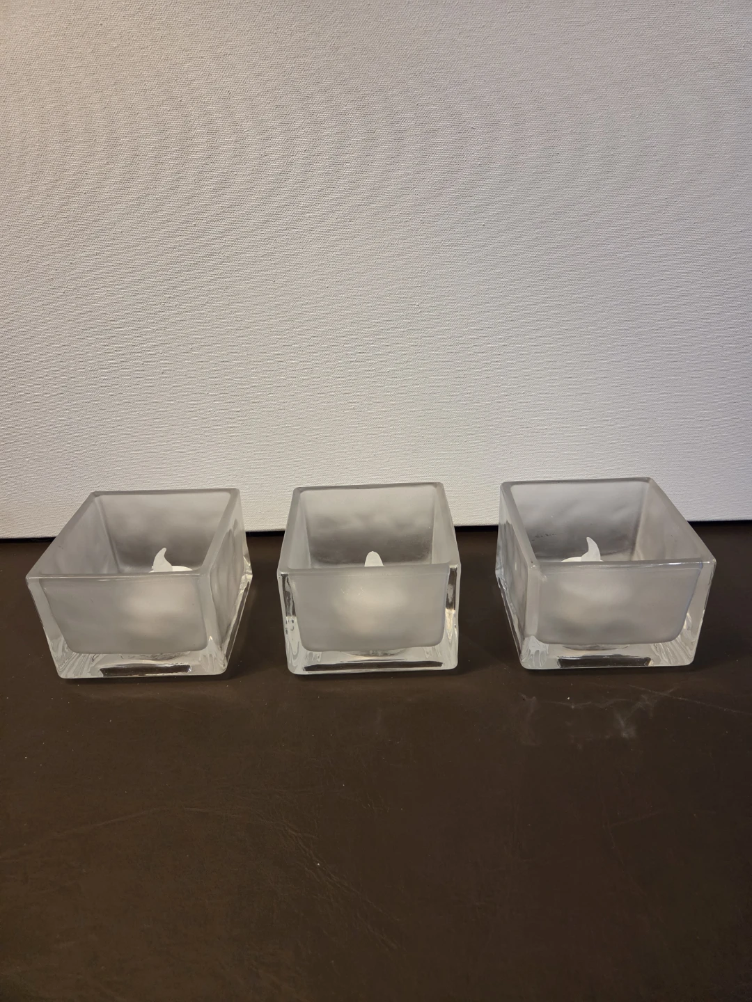 PartyLite Set of 3 Frosted Glass Tealight Holders