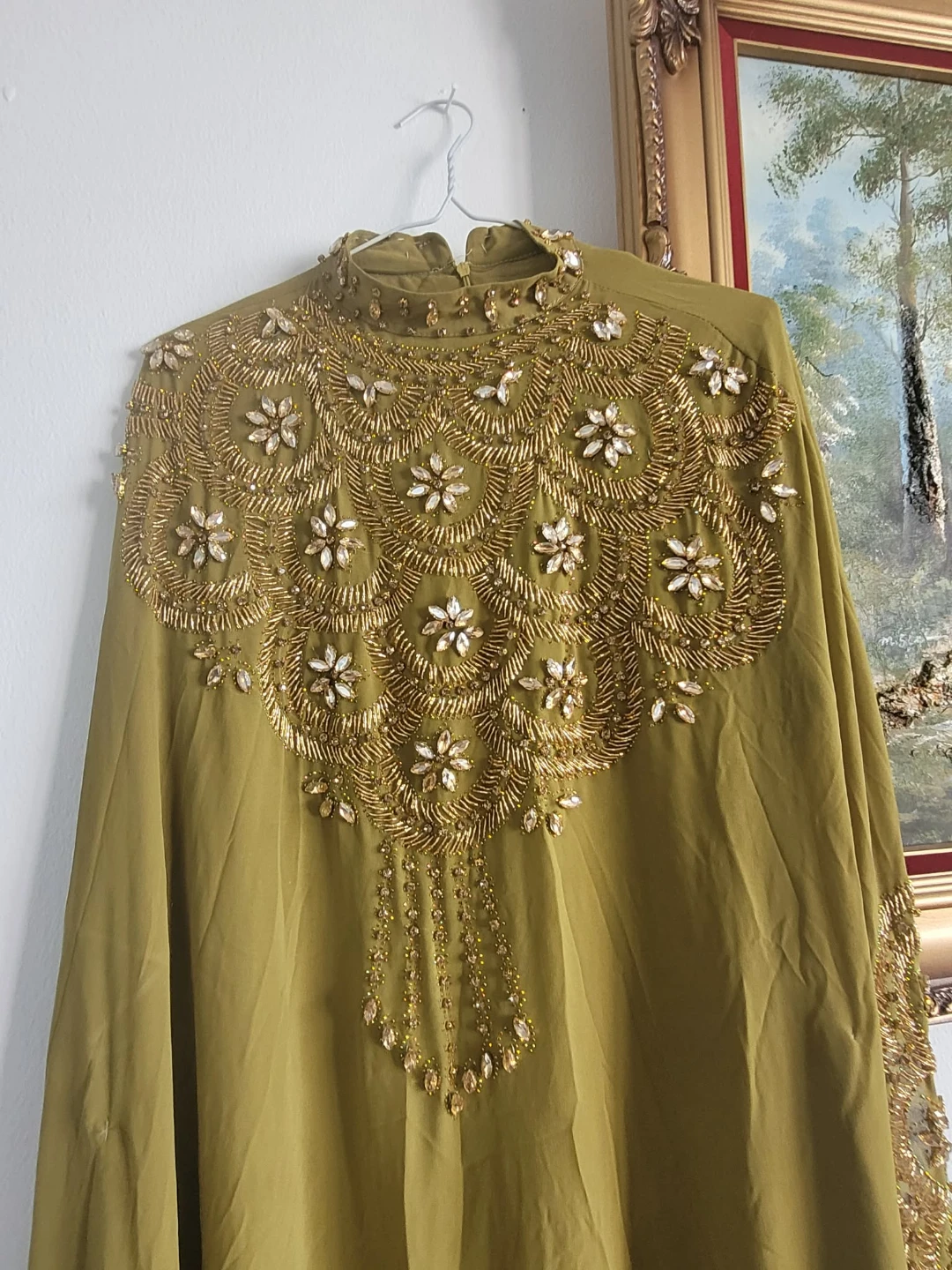 Green Beaded Kaftan Dress - photo 3