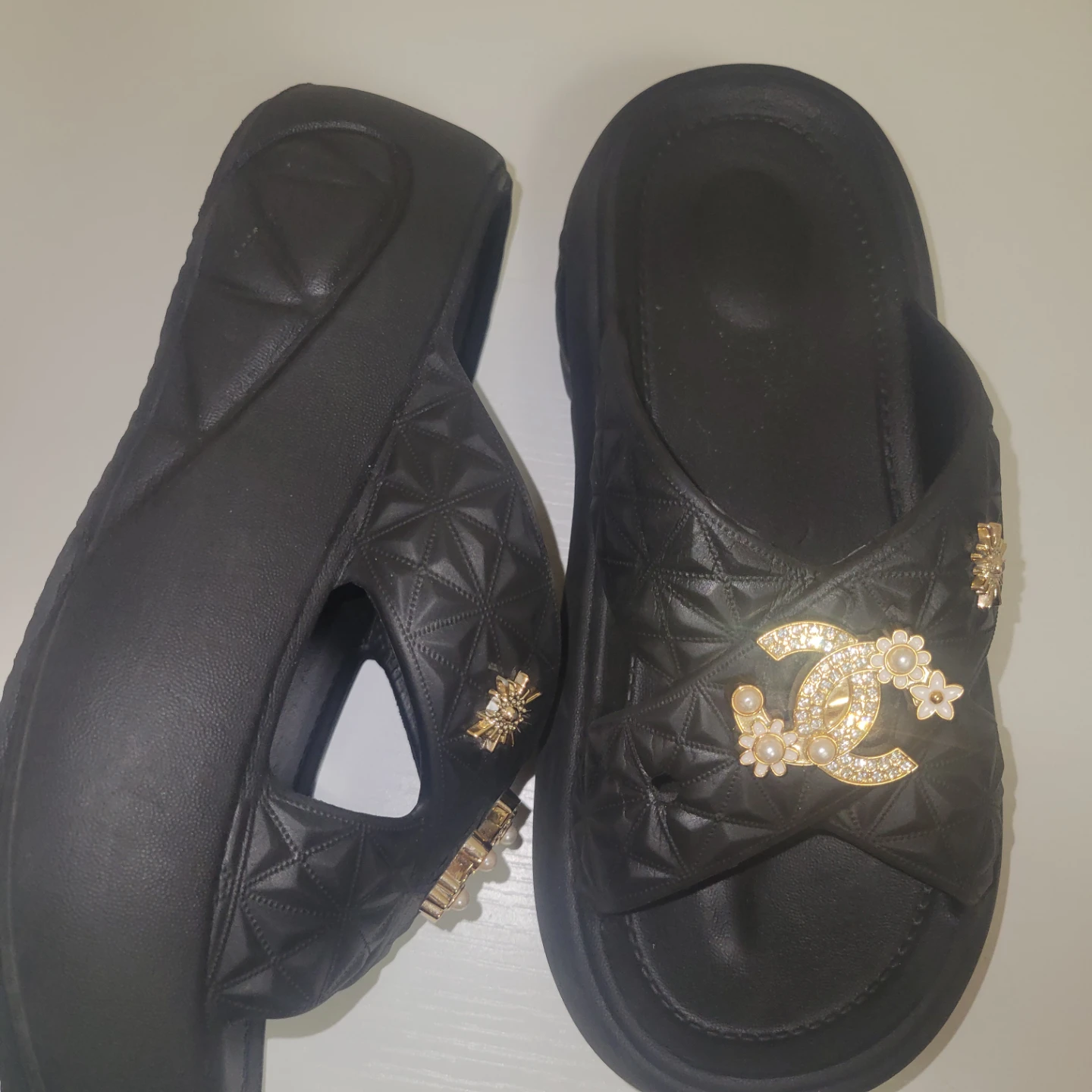 Black Platform Slides - photo 2