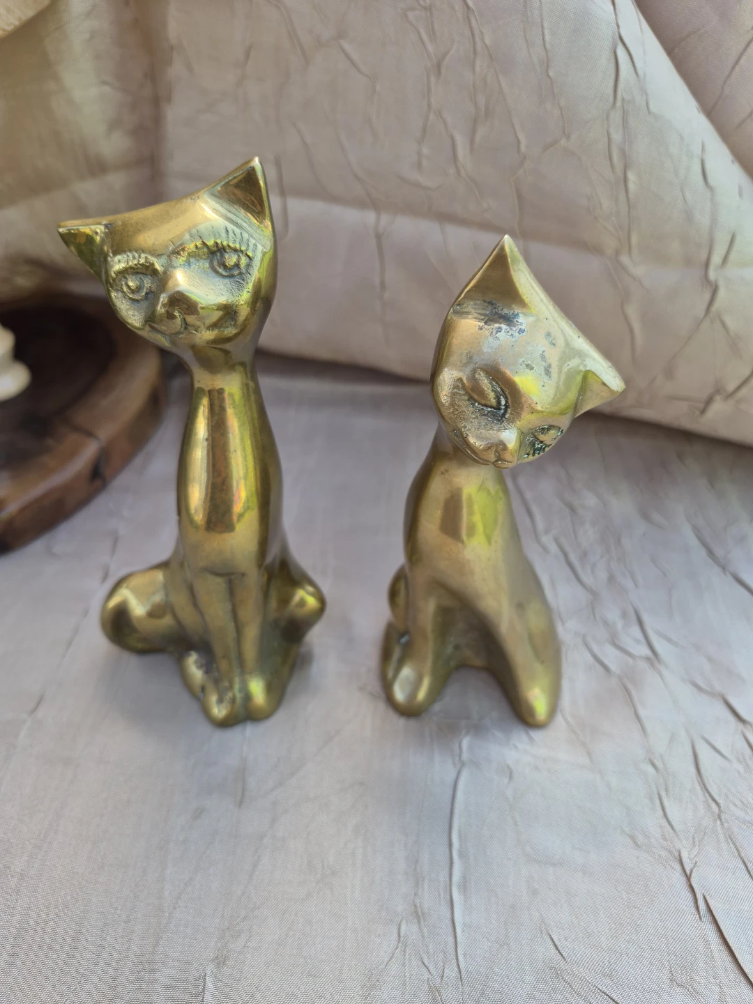 Beautiful Vintage Solid Brass Pair of Siamese Cats - photo 2