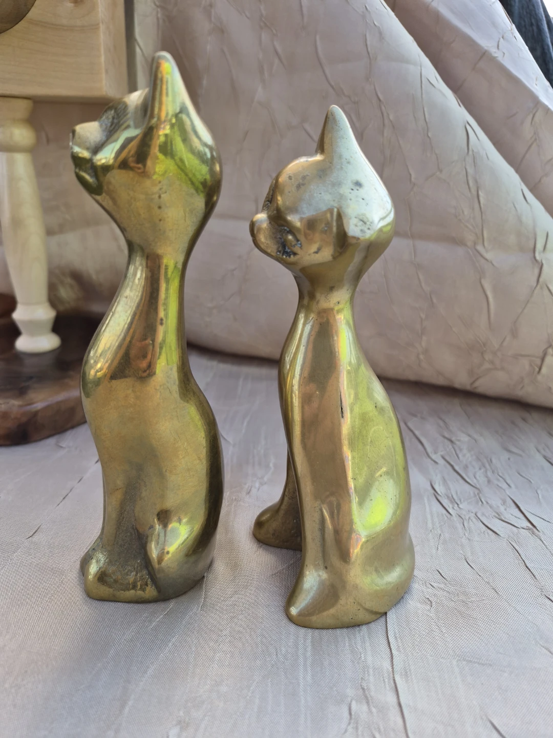 Beautiful Vintage Solid Brass Pair of Siamese Cats - photo 5
