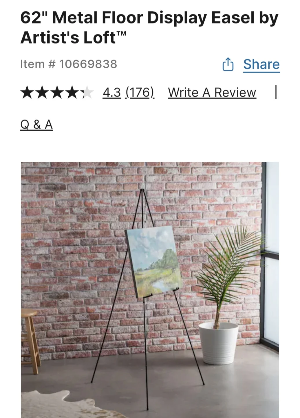 62" Metal Floor Display Easel (2 available)