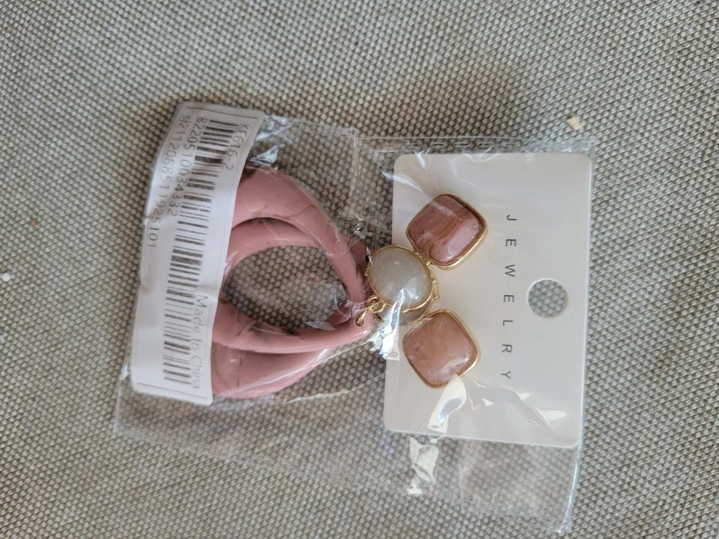 Pink Hoop Earrings and Gemstone Drop Earrings Set